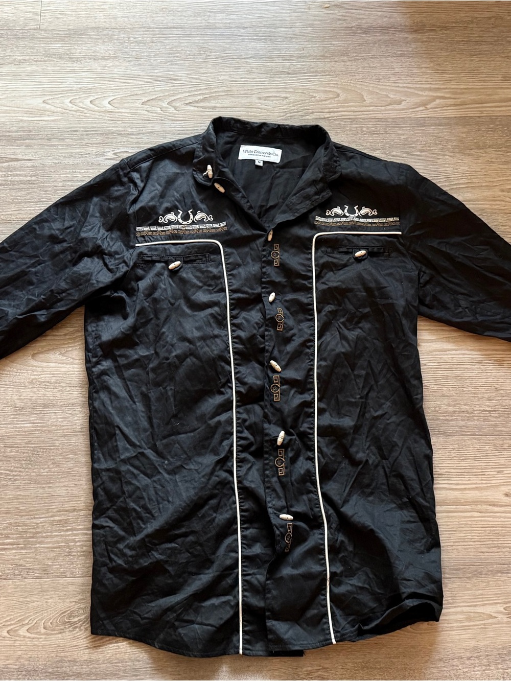 Black Embroidered Western Dress Shirt - White Diamonds Co.